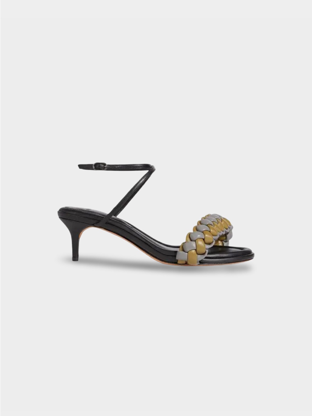 Alexandre Birman Black Sandals With Olive And Gray Braided Strap